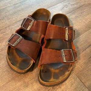 Birkenstock sandals. Much life left! Oiled red leather. 37 narrow